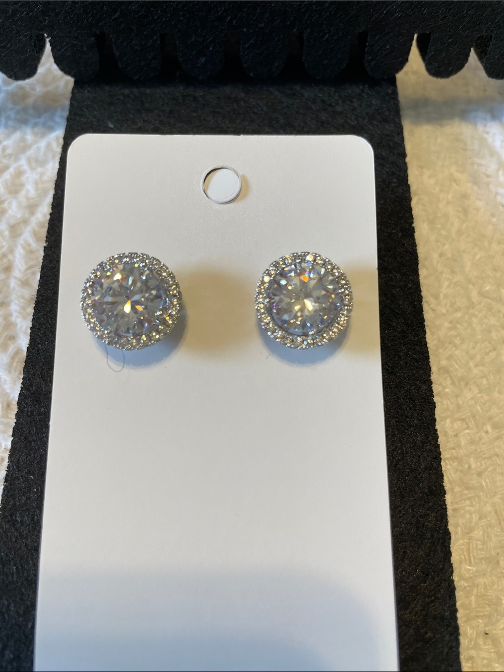 2 piece interchangeable Cubic Zirconia Classic Round Halo Stud Earrings
